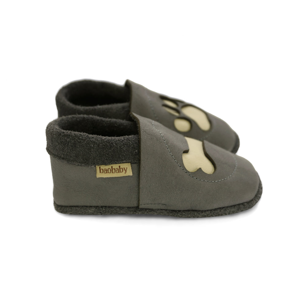 Baobaby Soft Sole Baby Shoes, Classics, Paw Grey
