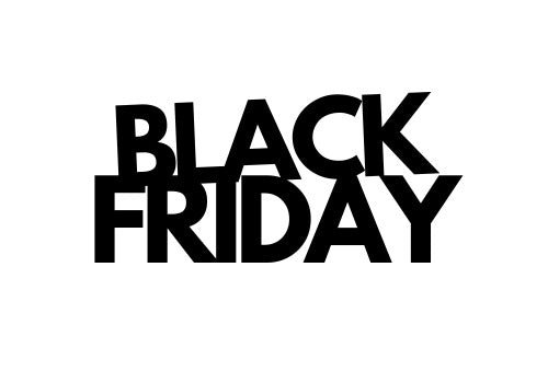 Black 'BLACK FRIDAY' text on a white background