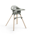 Gray high chair with wooden legs on a white background