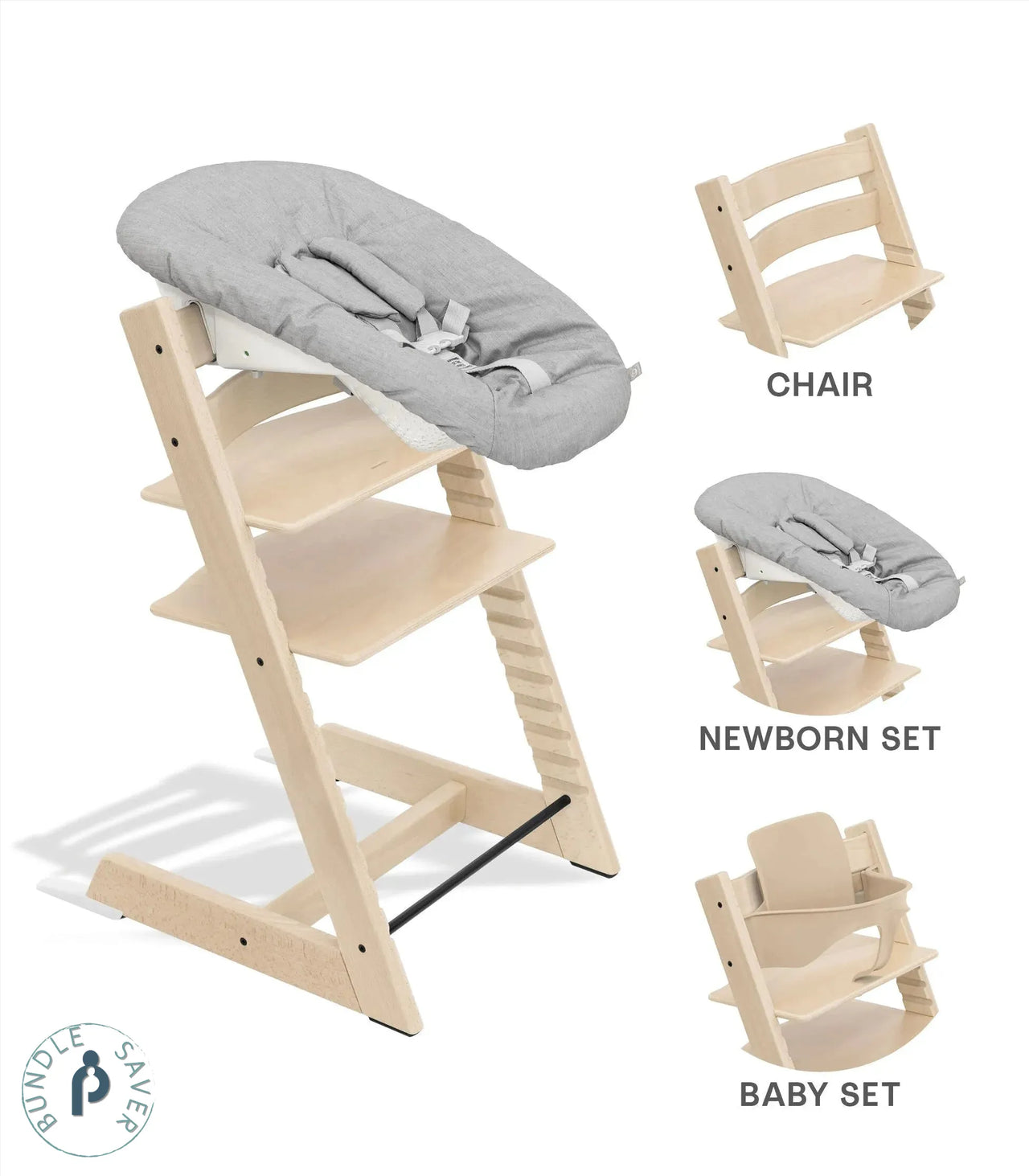 Tripp Trapp® High Chair Bundle + Tripp Trapp® Newborn Set Oak Wood