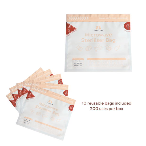 Fraupow Microwave Steriliser Bags | Pack of 10 for Convenient Steam Cleaning