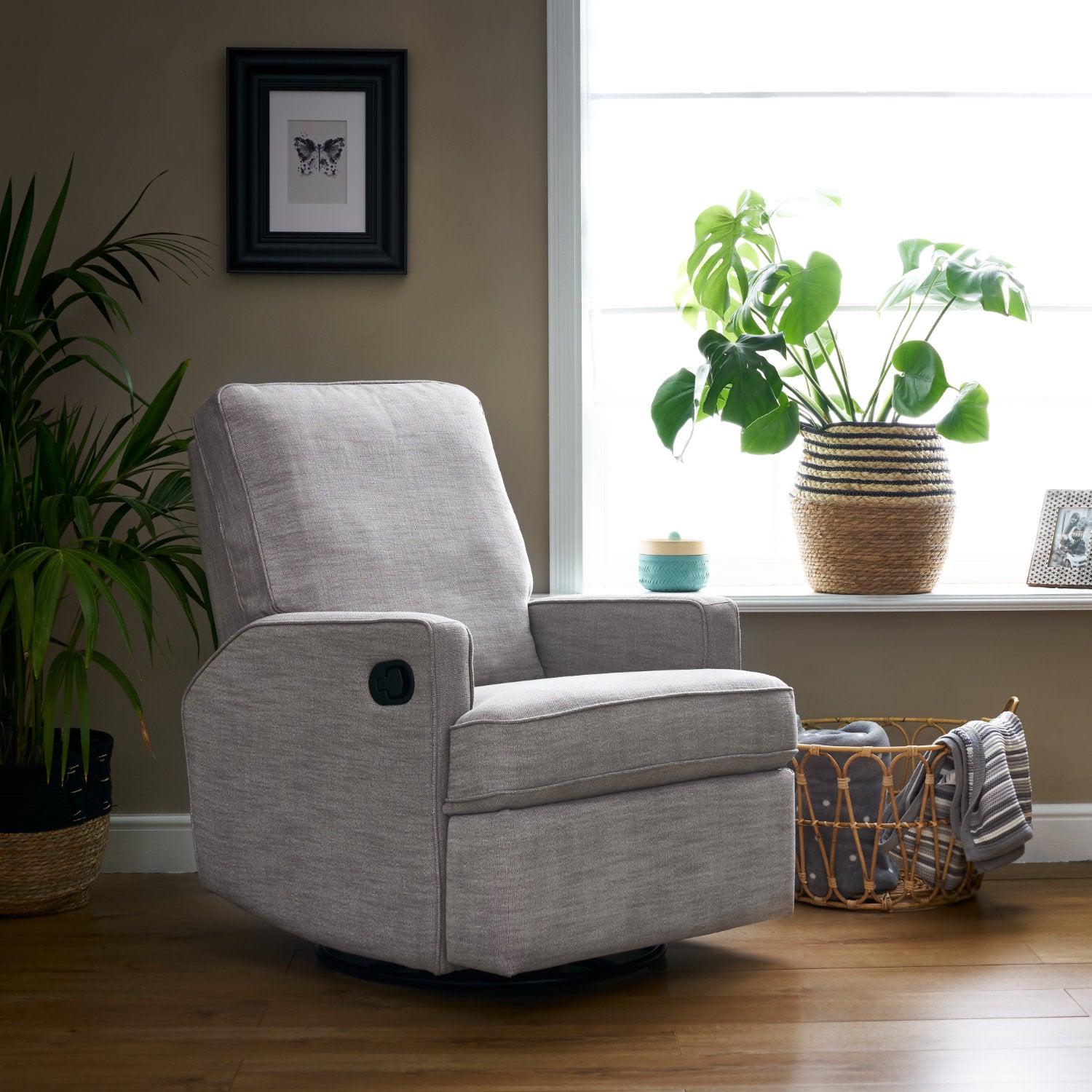 Obaby Madison Swivel Glider Recliner Chair Pebble