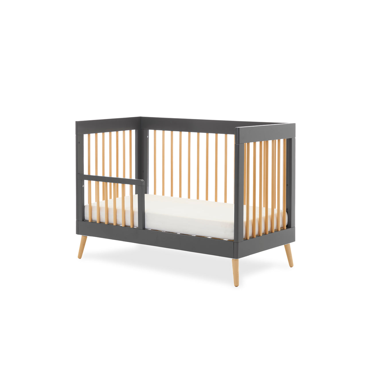 Maya Mini Scandi Cot Bed, Slate with Natural