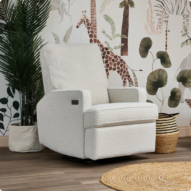 Obaby Madison Electric Swivel Glider Recliner Nursing Chair - Teddy Fabric