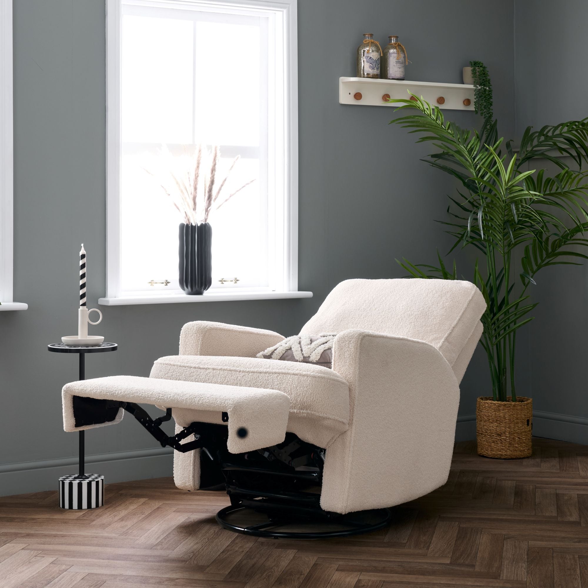 Obaby Madison Electric Swivel Glider Recliner Chair - Teddy Fabric