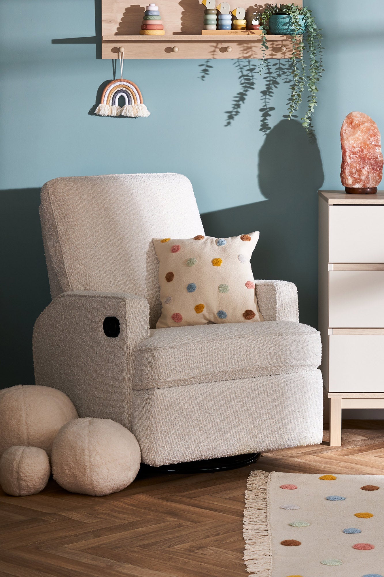 Obaby Madison Swivel Glider Recliner Chair Boucle