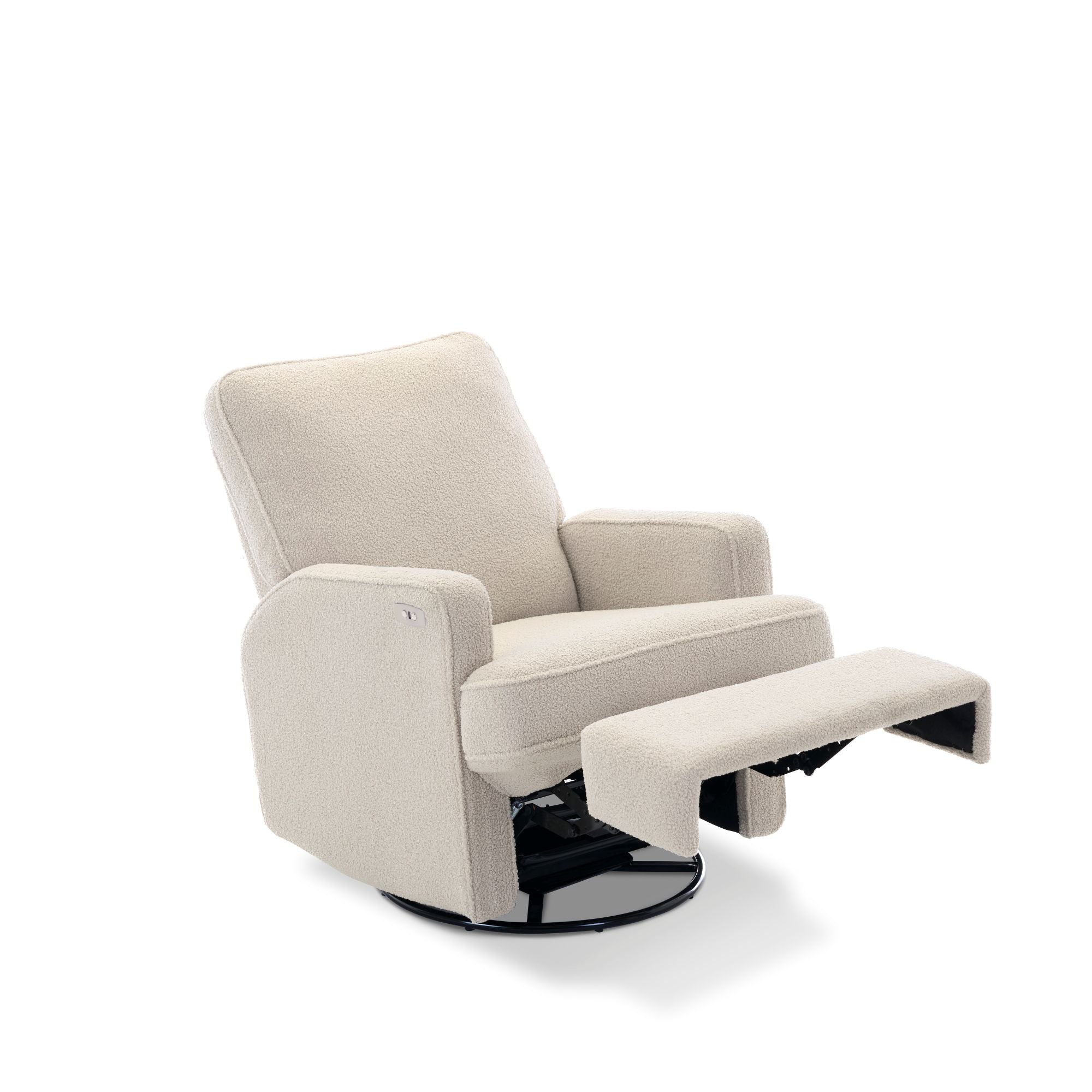Obaby Madison Electric Swivel Glider Recliner Chair - Teddy Fabric Ivory