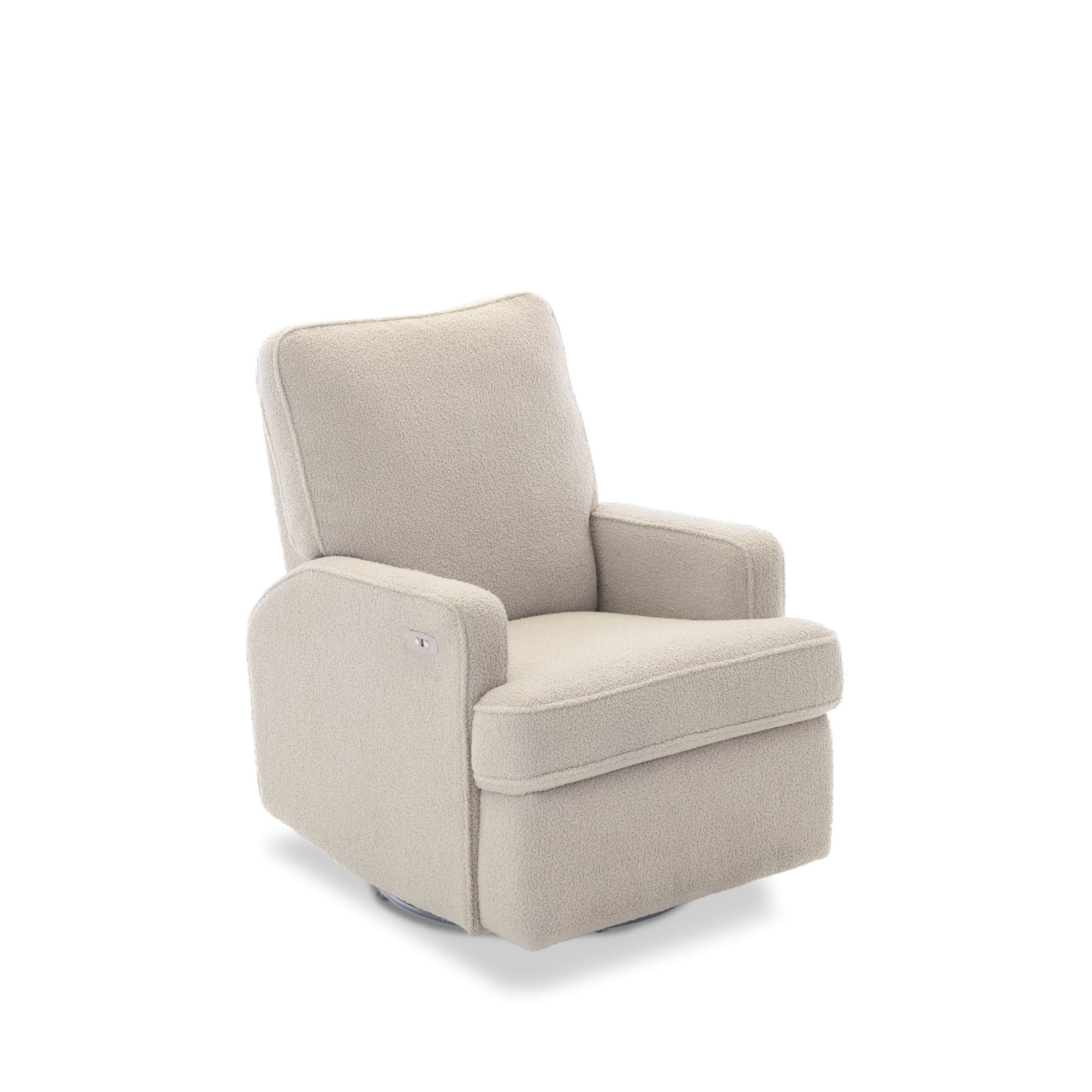 Obaby Madison Electric Swivel Glider Recliner Chair - Teddy Fabric Ivory