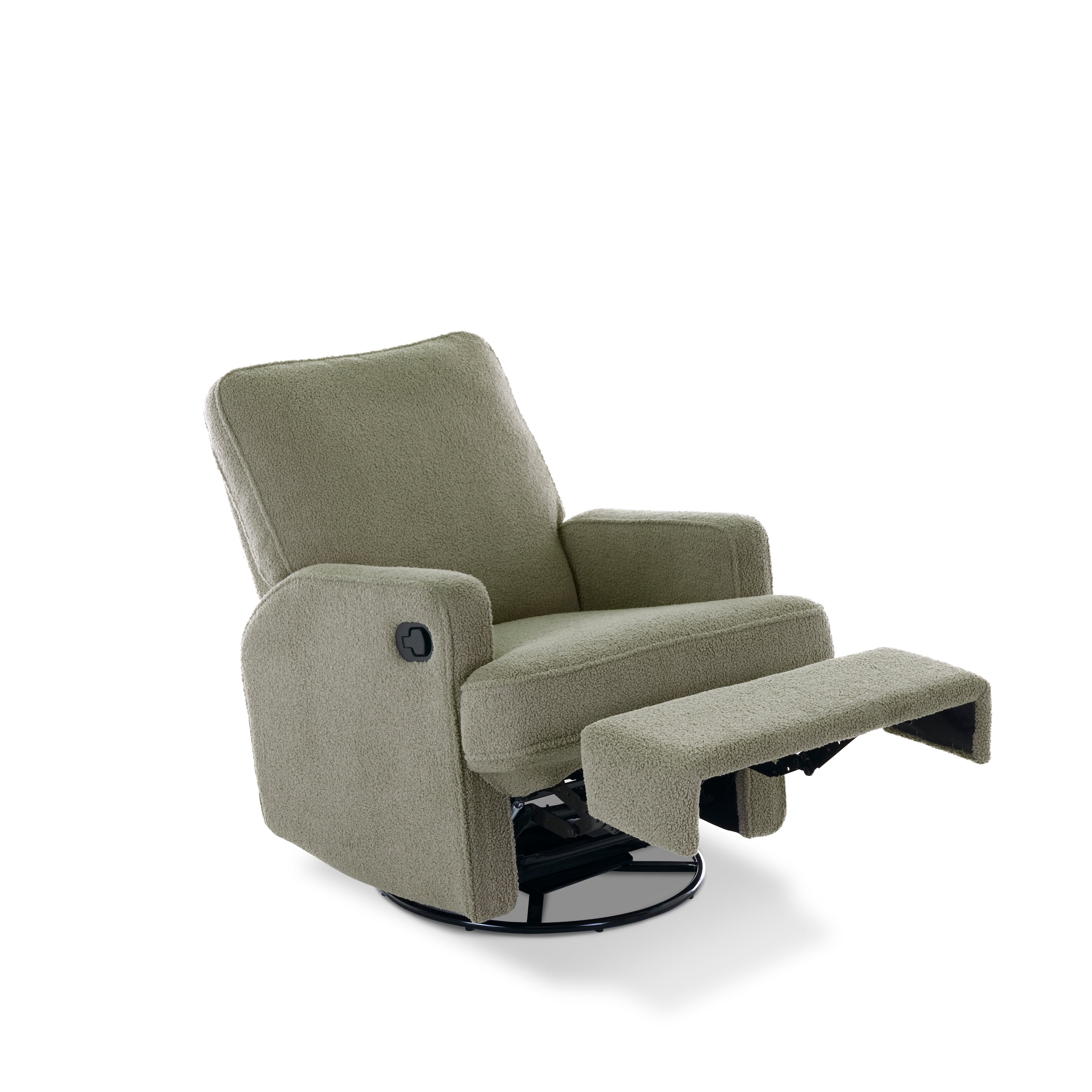 Obaby Madison Swivel Glider Recliner Chair - Teddy Fabric Olive