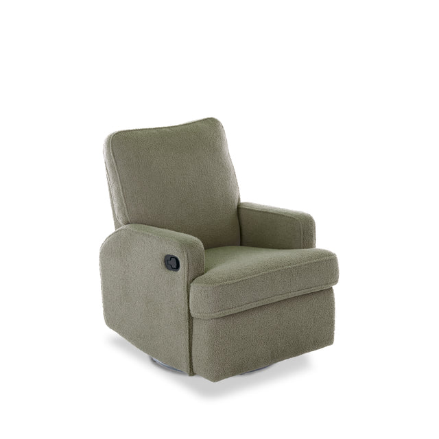 Obaby Madison Swivel Glider Recliner Chair - Teddy Fabric Olive
