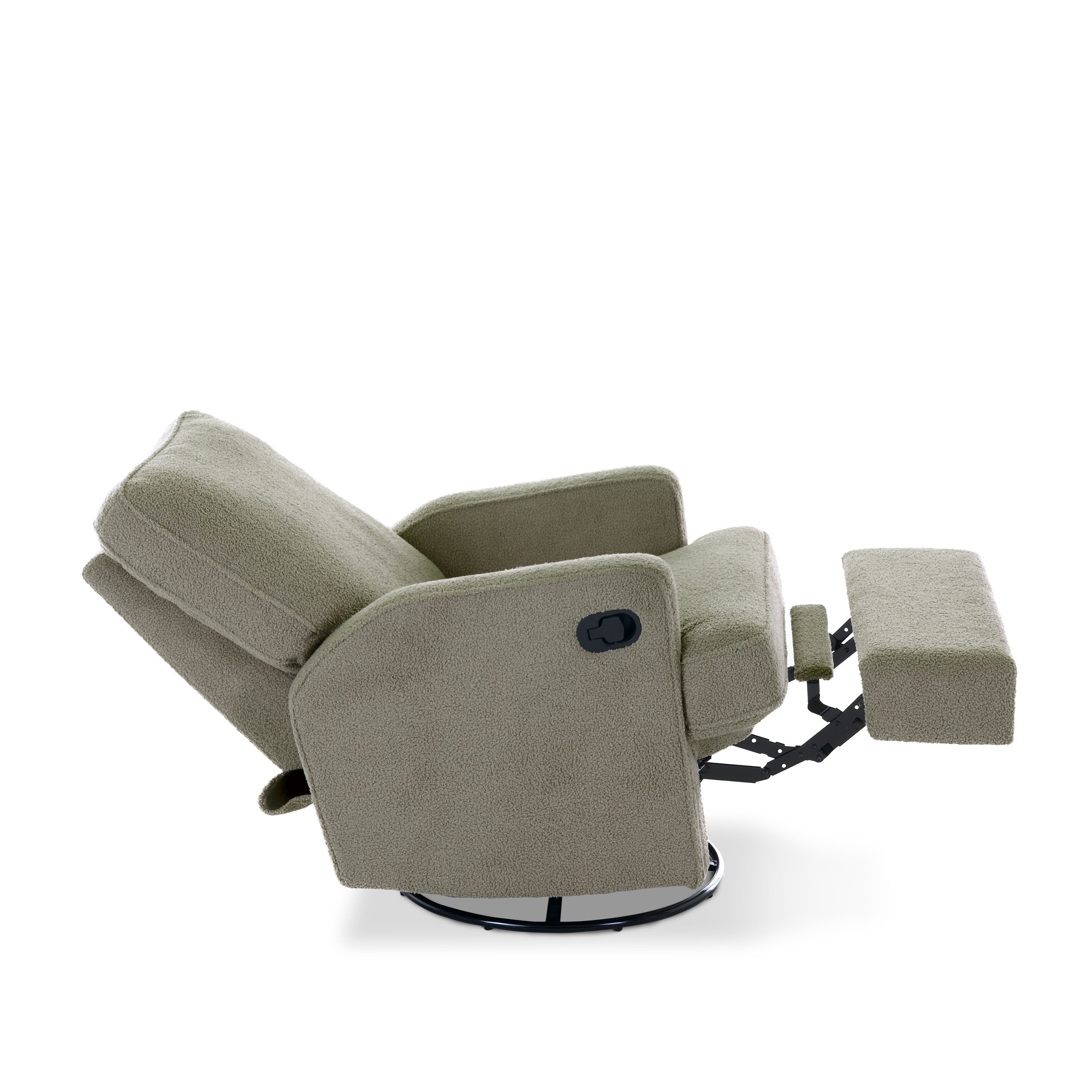Obaby Madison Swivel Glider Recliner Chair - Teddy Fabric Olive