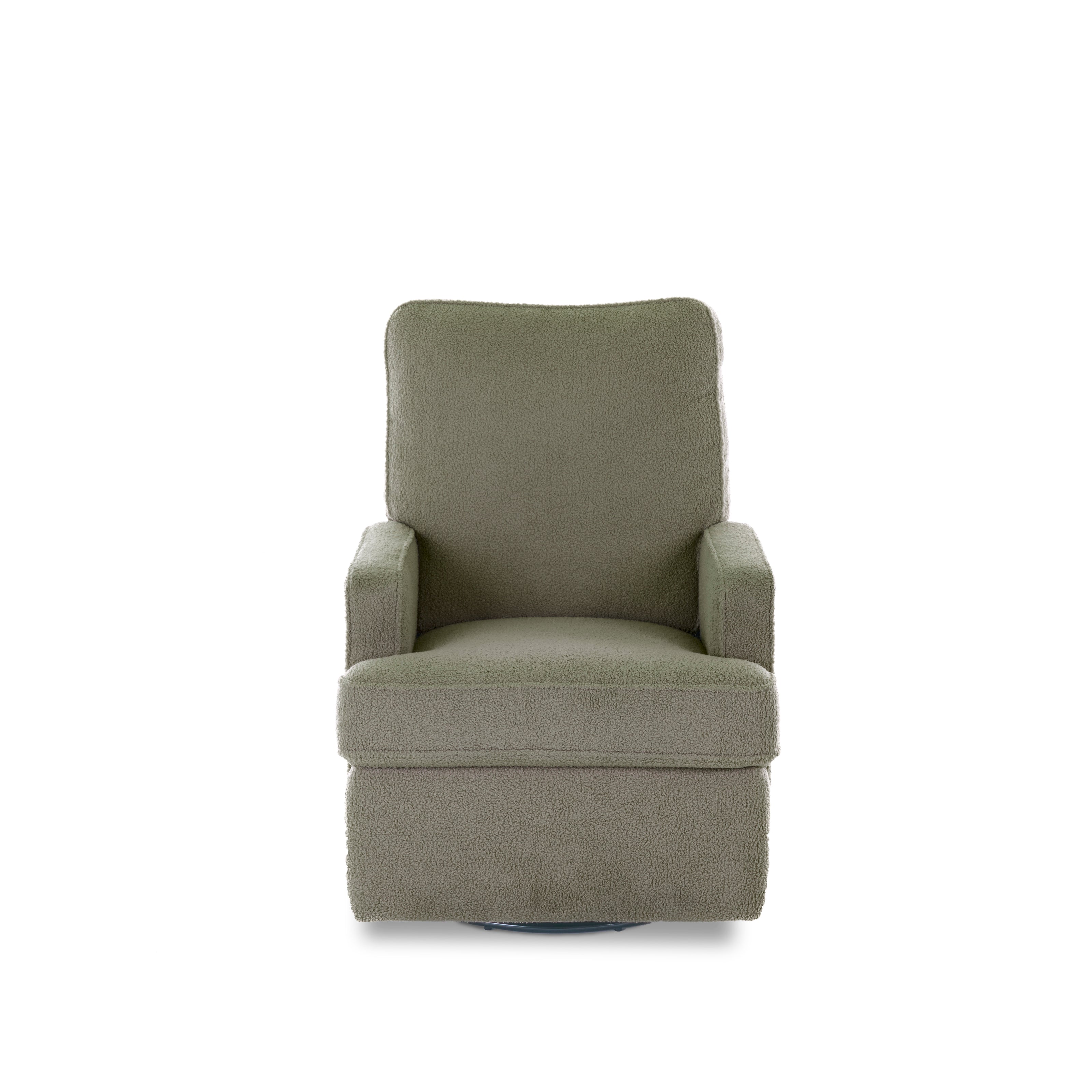 Obaby Madison Swivel Glider Recliner Chair - Teddy Fabric Olive