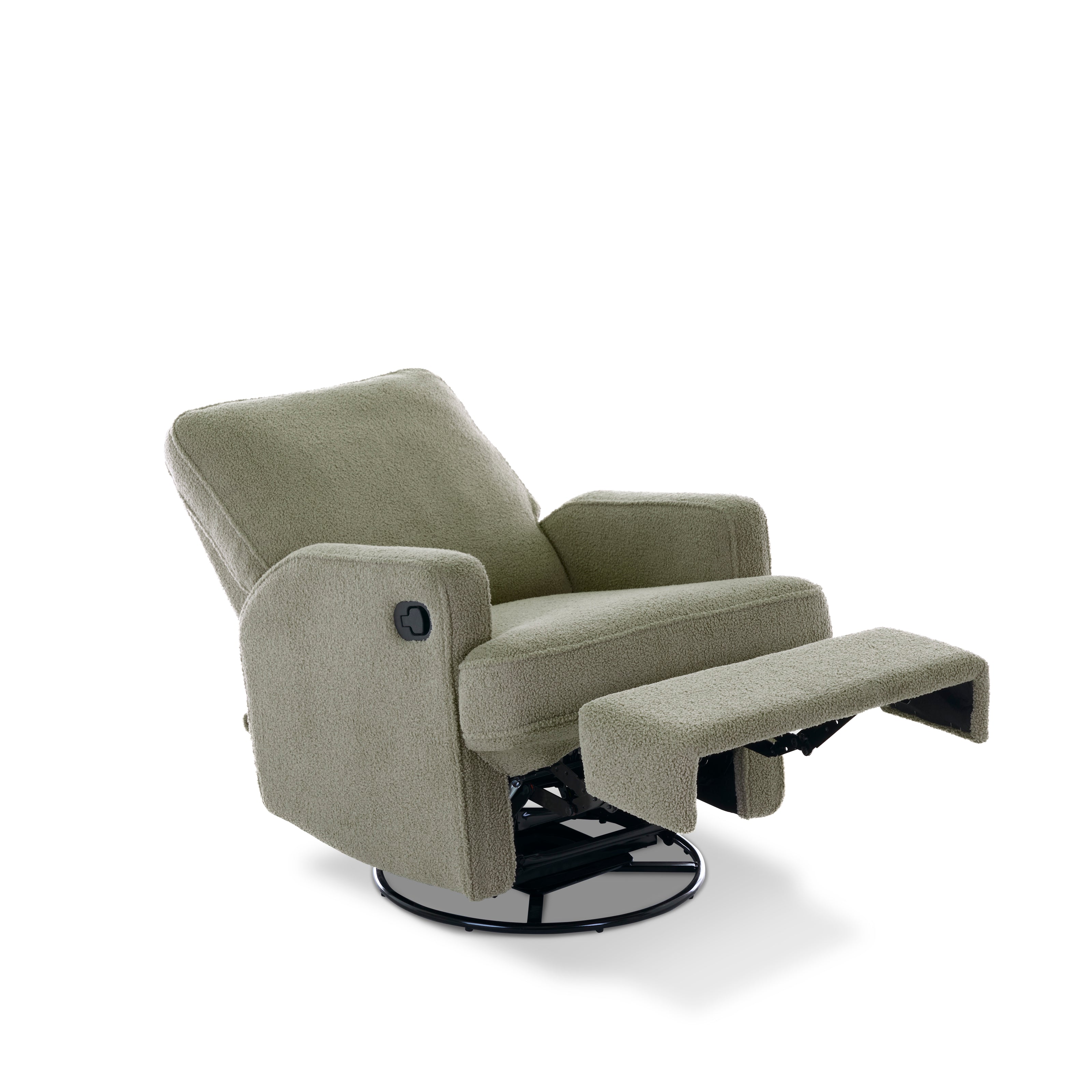 Obaby Madison Swivel Glider Recliner Chair - Teddy Fabric Olive