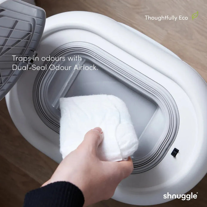 Shnuggle Nappy Bin - White/Grey