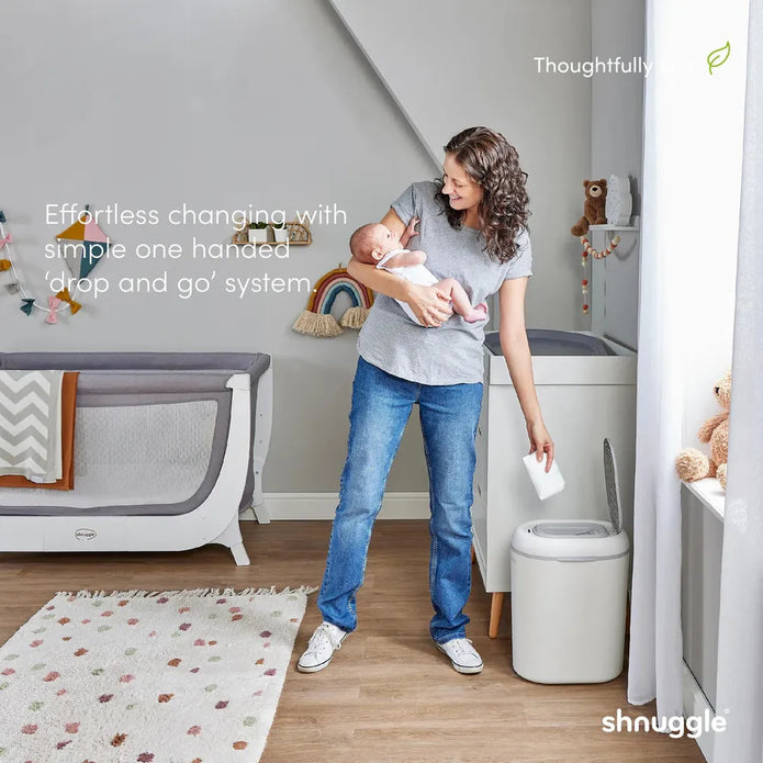 Shnuggle Nappy Bin - White/Grey