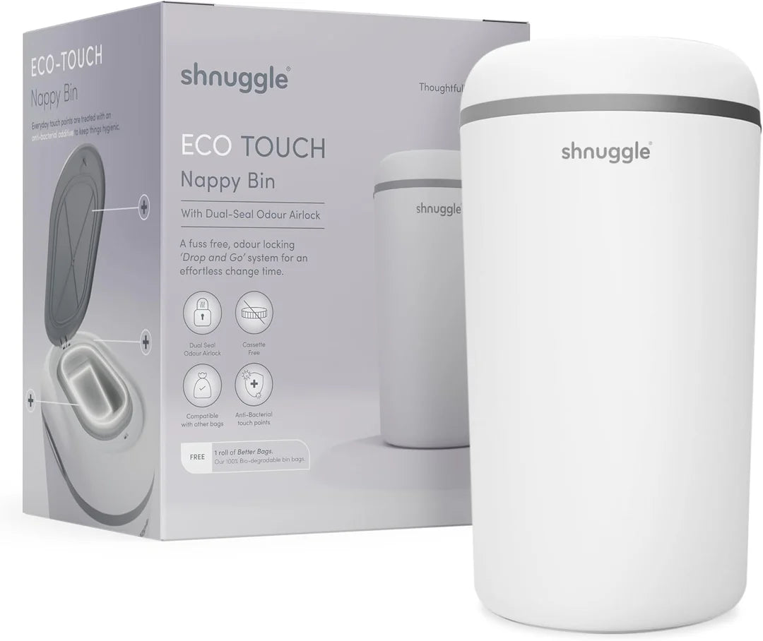 Shnuggle Nappy Bin - White/Grey