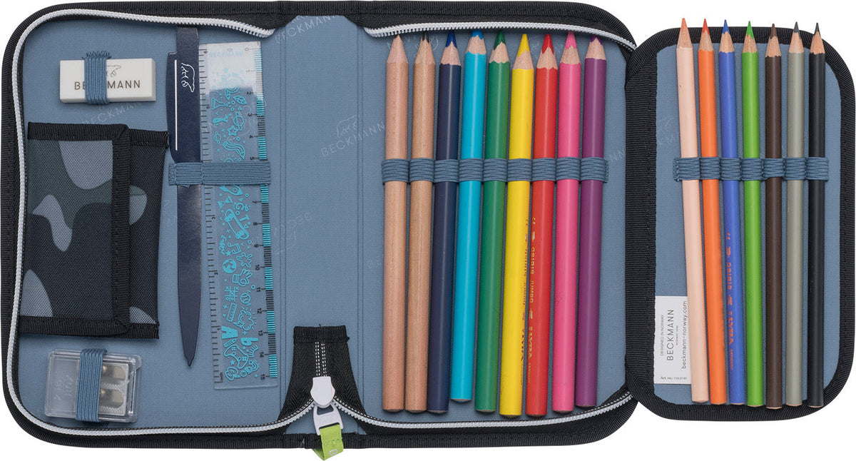 Single section pencil case w/content, Camo Rex