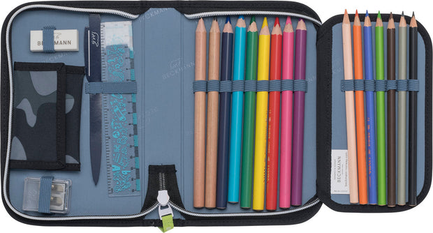 Single section pencil case w/content, Camo Rex