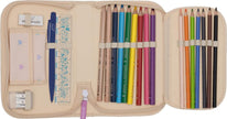 Single section pencil case w/content, Yellow Heart