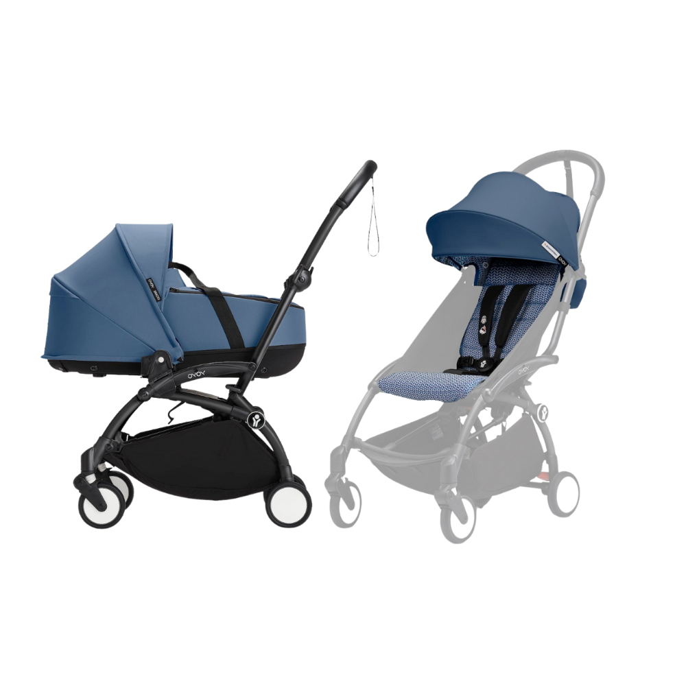 Stokke® YOYO³ Stroller - Compact Stroller Newborn Shell to Toddler Black/Air France