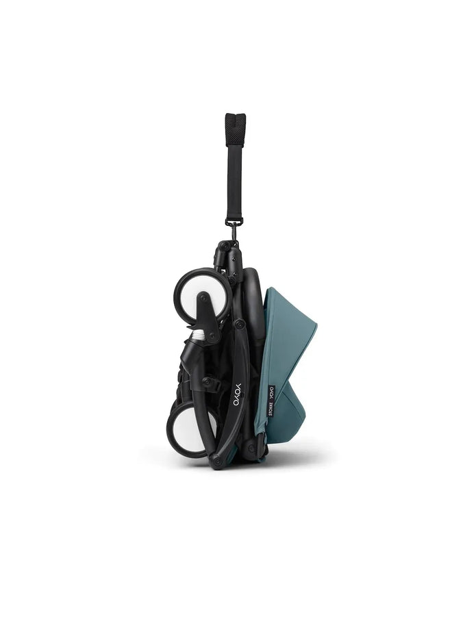 Stokke® YOYO³ Stroller - Compact Stroller Newborn Shell to Toddler Black/Aqua