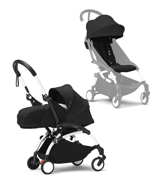 Stokke® YOYO³ stroller with newborn to toddler White/Black