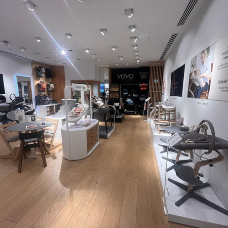 Stokke Brand Modern showroom with all Stokke baby products on display