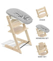 Tripp Trapp High Chair Bundle with Tripp Trapp Newborn Set in Oak Wood