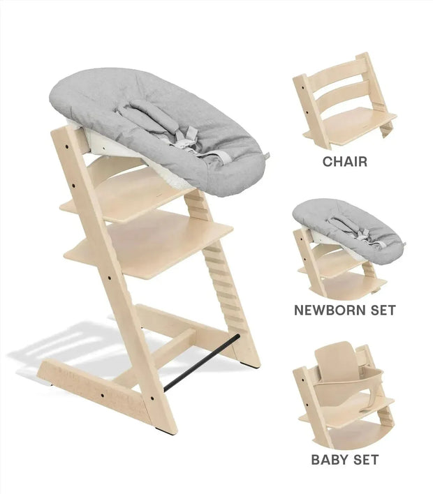 Tripp Trapp High Chair Bundle with Tripp Trapp Newborn Set in Oak Wood