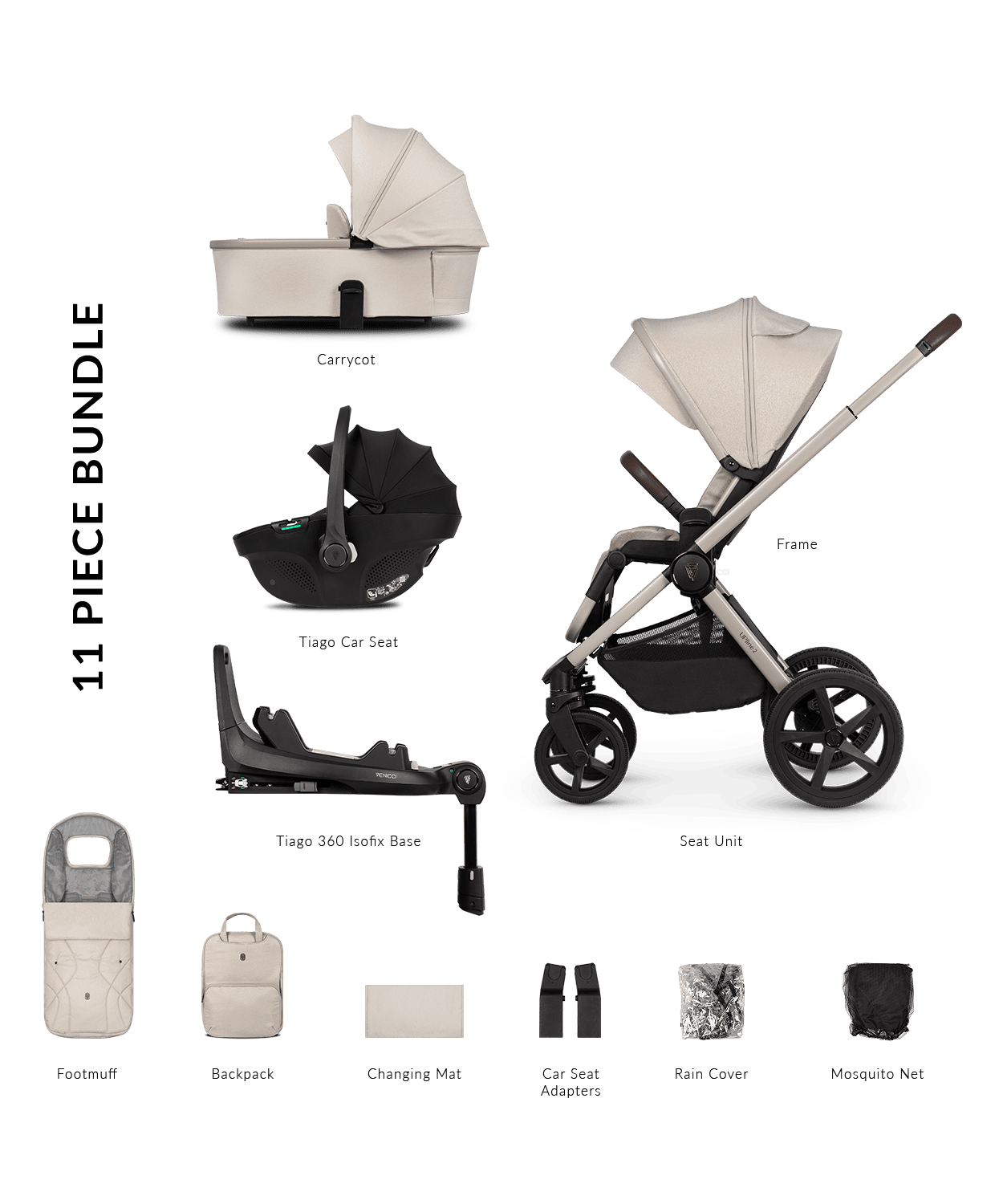 Venicci Pram Upline 2 Stone Beige Stroller