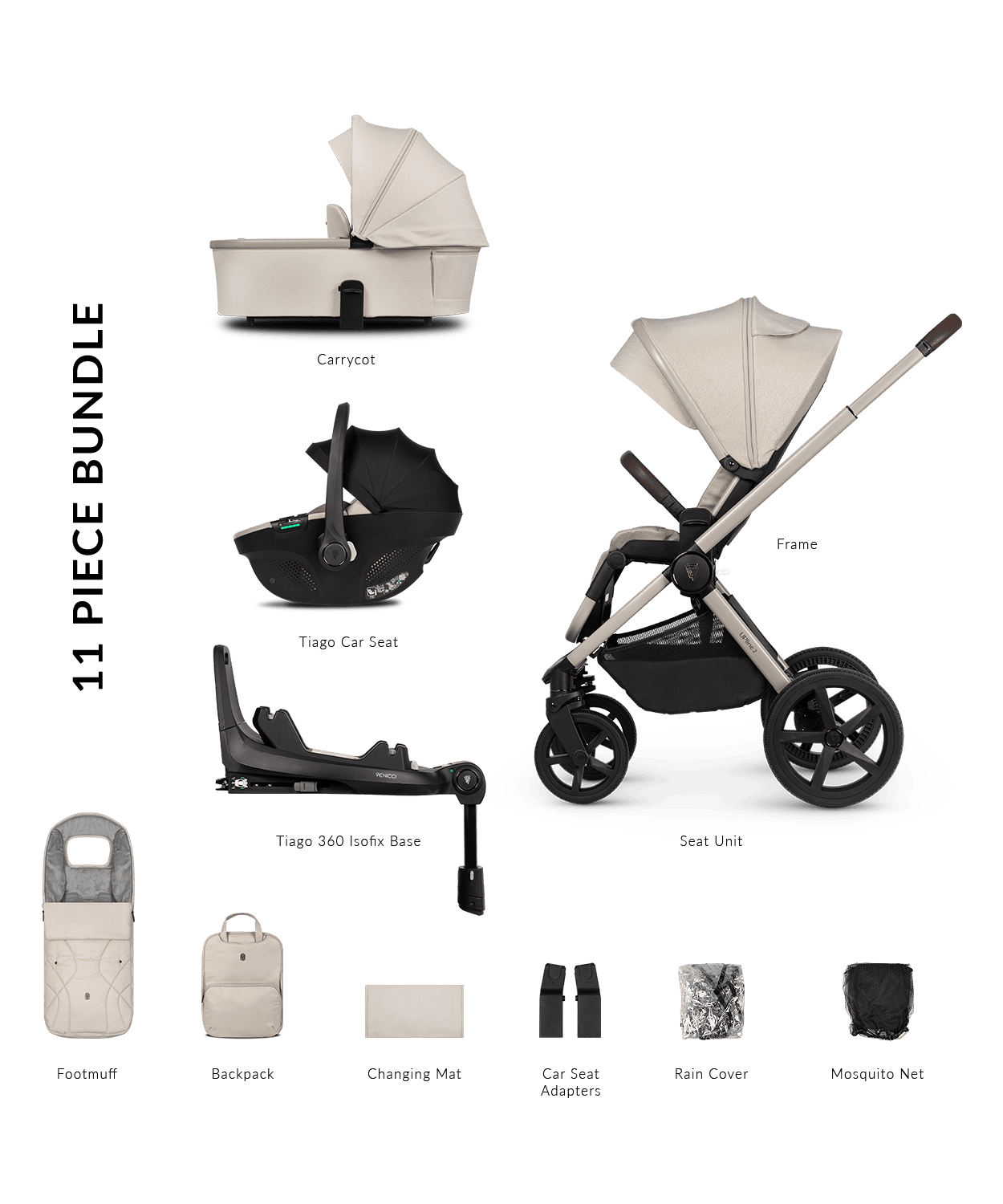 Venicci Pram Upline 2 Stone Beige Stroller