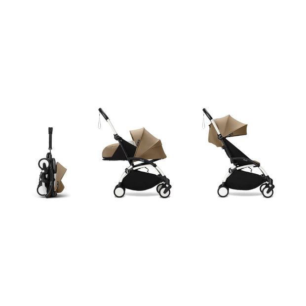 Stokke® YOYO³ stroller with newborn to toddler White/Toffee