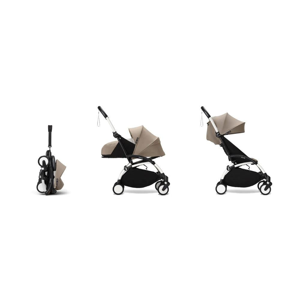 Stokke® YOYO³ stroller with newborn to toddler White/Taupe