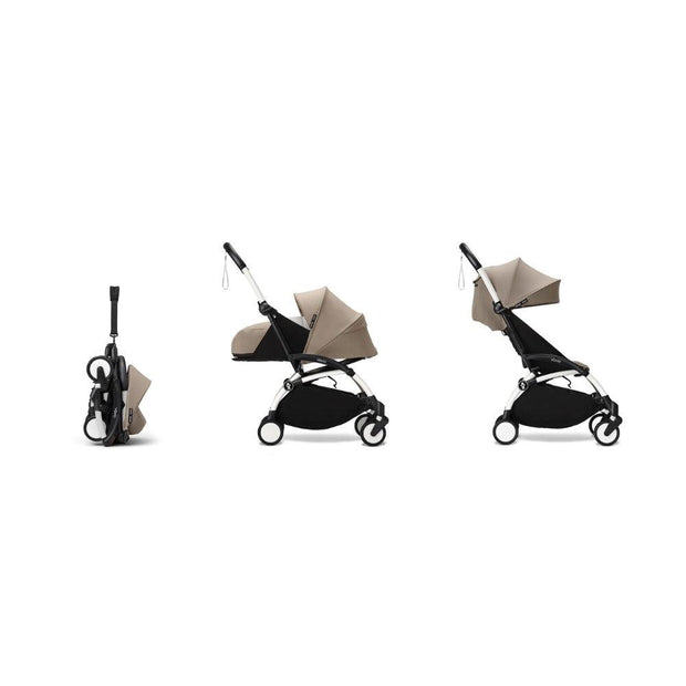Stokke® YOYO³ stroller with newborn to toddler White/Taupe