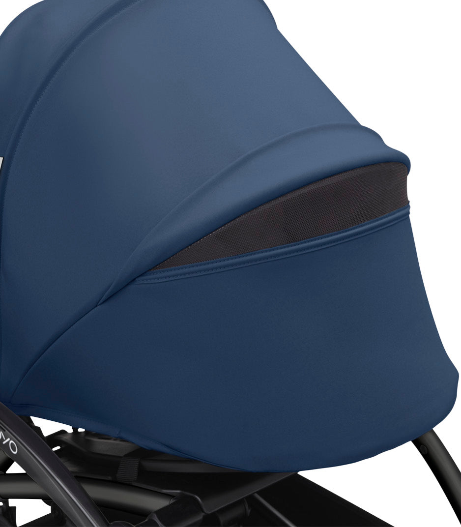 Stokke® YOYO³ stroller with newborn to toddler Black/Air France Blue