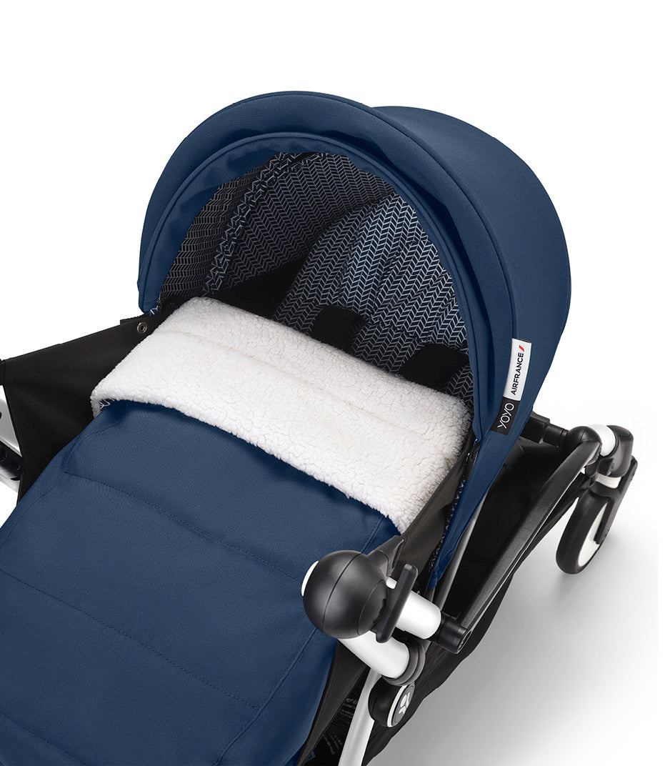 Stokke® YOYO³ stroller with newborn to toddler Black/Air France Blue