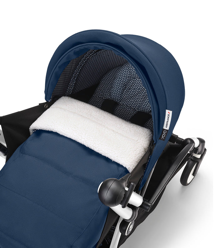 Stokke® YOYO³ stroller with newborn to toddler White/Air France Blue
