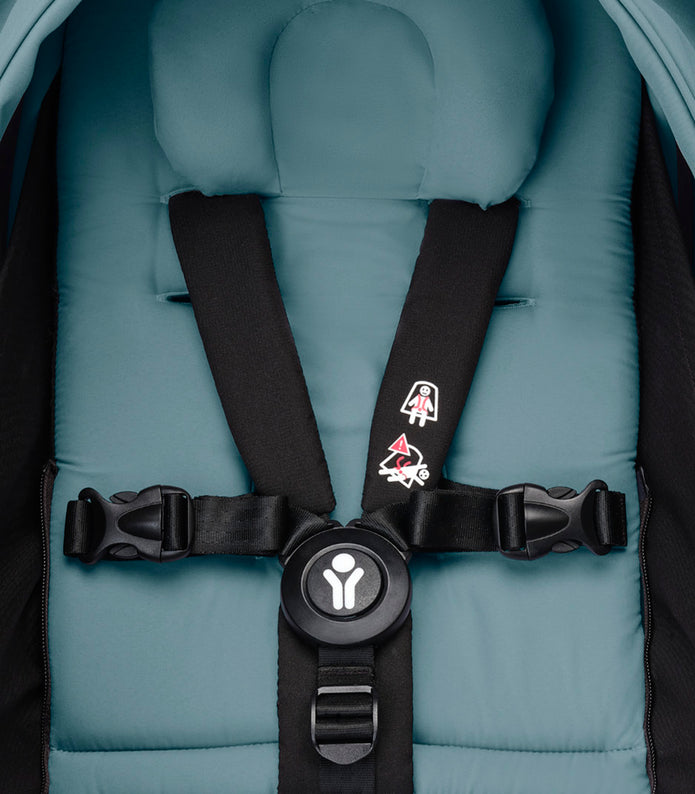 Stokke® YOYO³ stroller with newborn to toddler White/Aqua