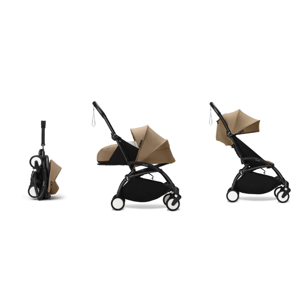 Stokke® YOYO³ stroller with newborn to toddler Black/Toffee