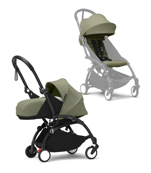 Stokke® YOYO³ stroller with newborn to toddler Black/Olive