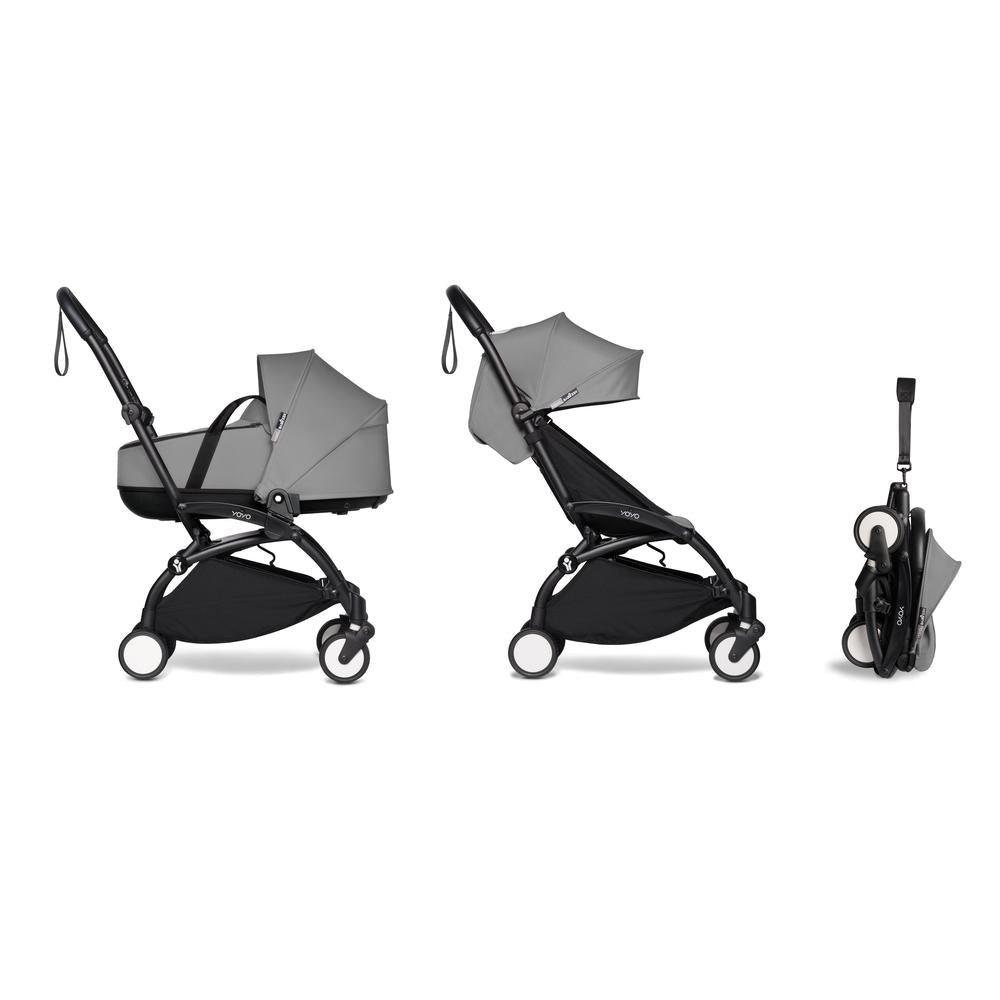 BABYZEN YOYO² (Black Frame) Complete with Bassinet - Grey