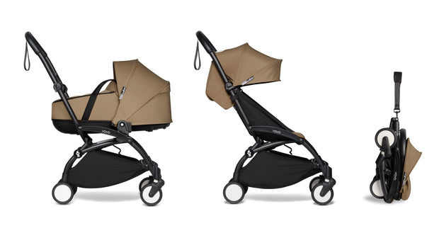 BABYZEN YOYO² (Black Frame) Complete with Bassinet - Toffee