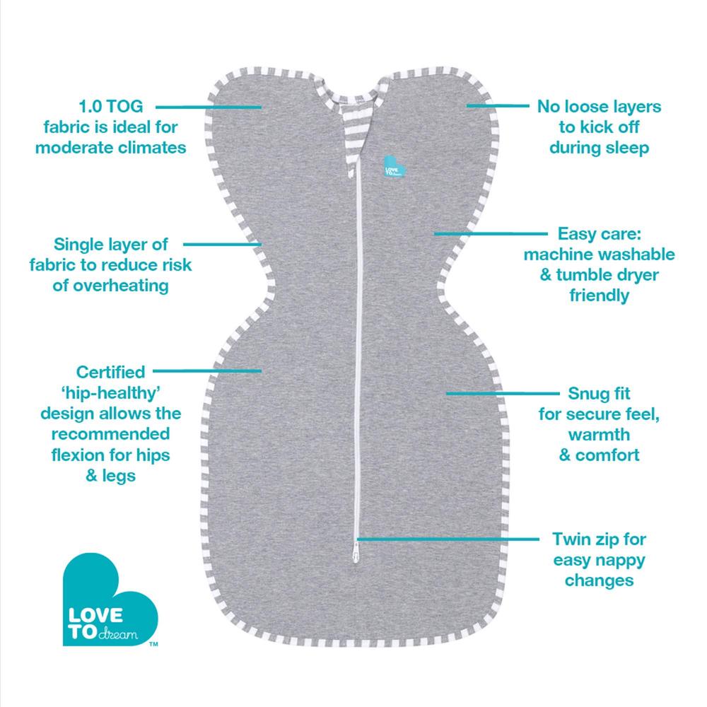 Love To Swaddle UP Cotton Original 1.0 TOG/Moderate - Grey