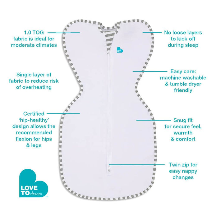 Love To Swaddle UP Cotton Original 1.0 TOG/Moderate - White
