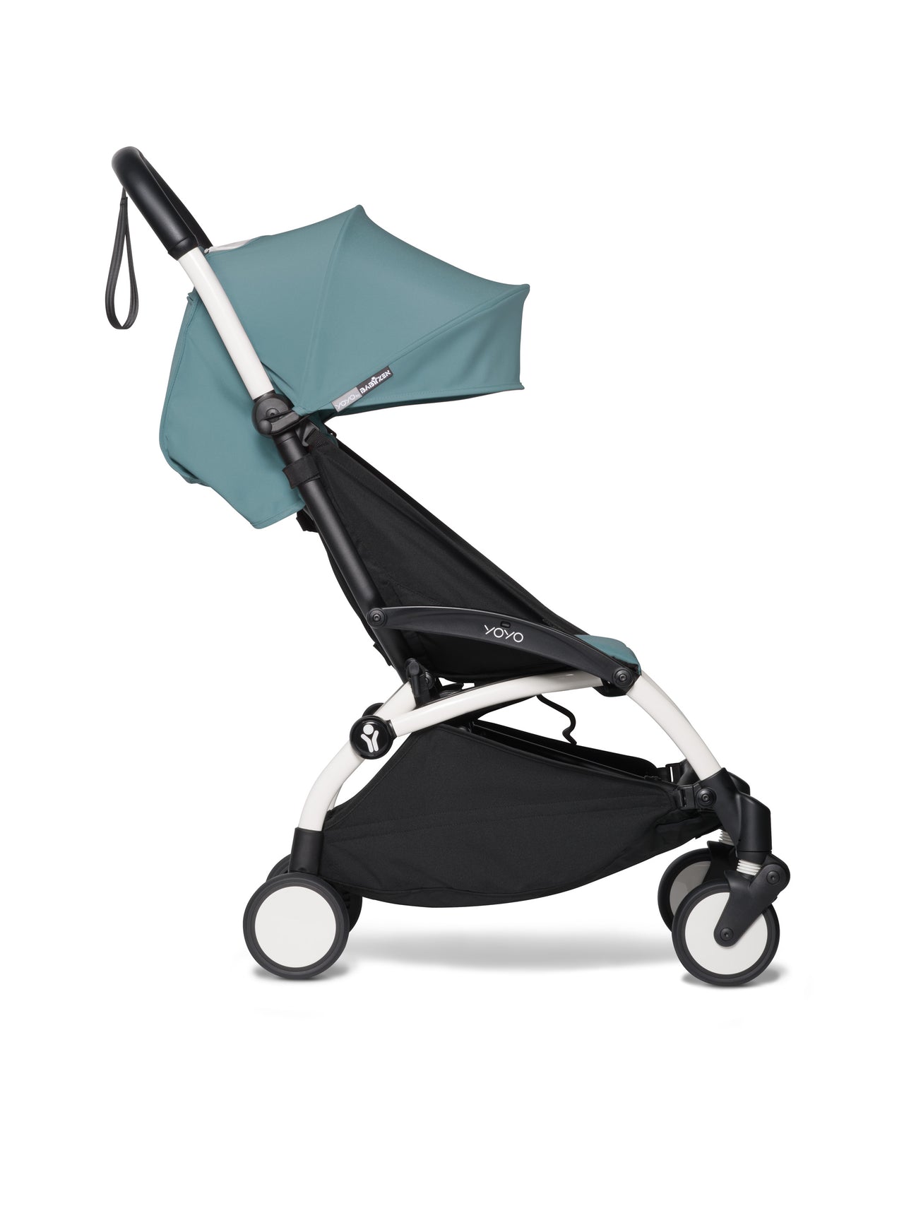 BABYZEN YOYO² (White Frame) Complete with Bassinet  - Aqua with FREE 6+ Rain cover