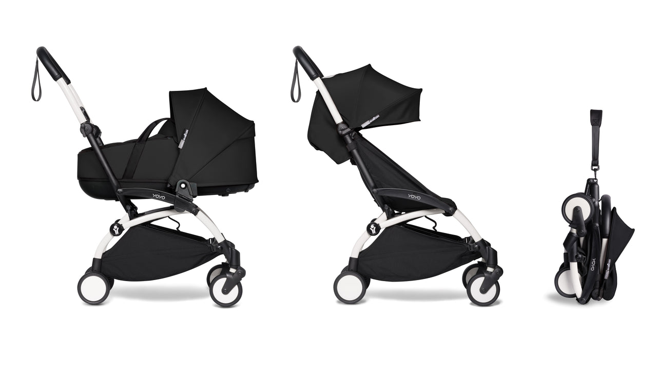 BABYZEN YOYO White Frame Complete with Bassinet Black Parent Studio