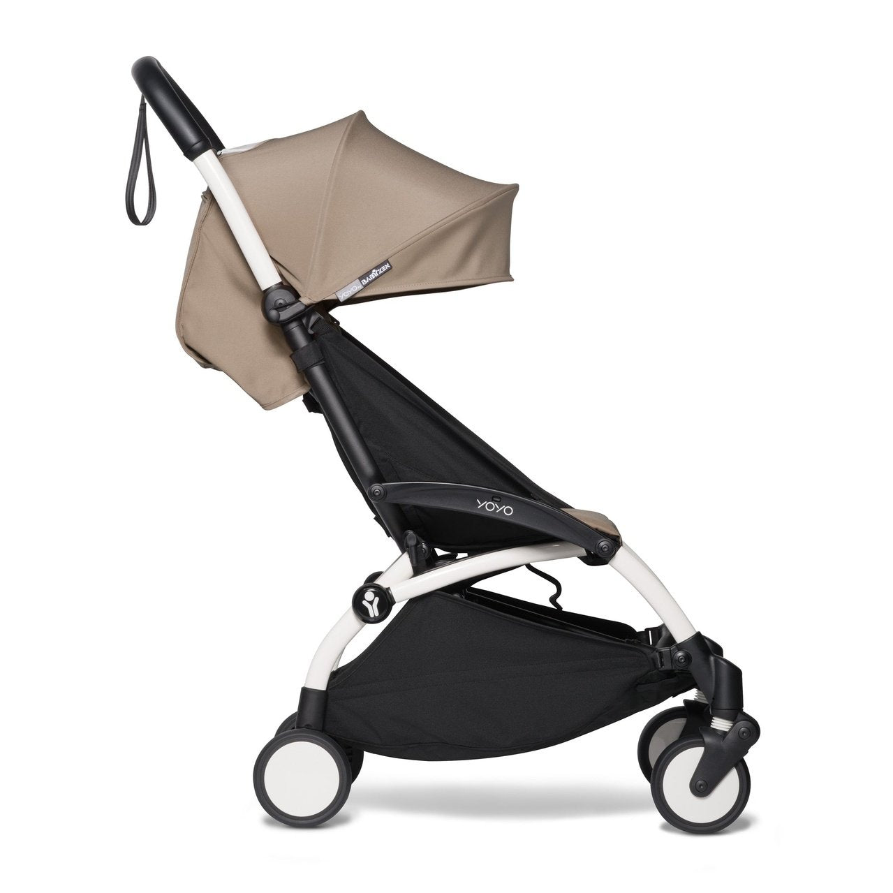 BABYZEN YOYO² (White Frame) Complete with Bassinet - Taupe with FREE 6+ Rain cover