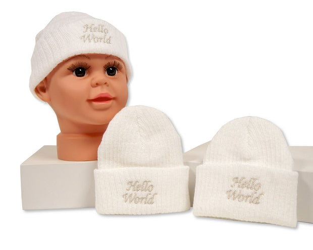 Baby Knittted Hat - Hello World