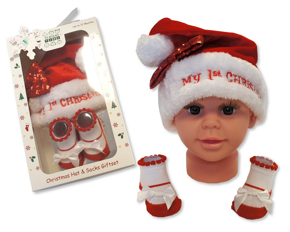 Baby Chritsmas Hat and Sock Set Red