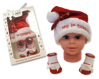 Thumbnail for Baby Chritsmas Hat and Sock Set Red